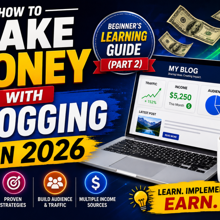 how to make money with blogging in 2026 beginner’s learning guide (part 2 ) feature image creat