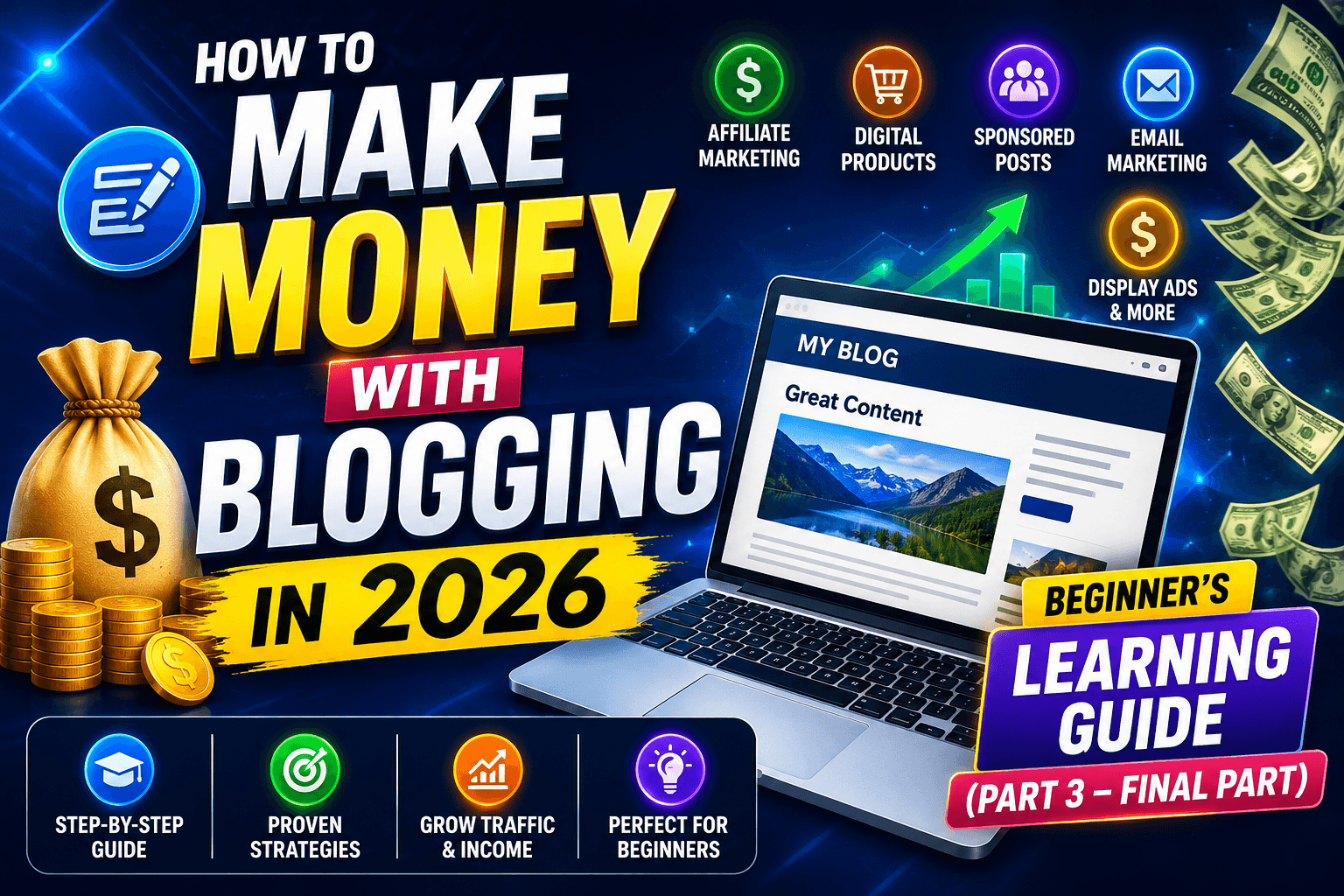 how to make money with blogging in 2026 beginner’s learning guide (part 3 – final part)